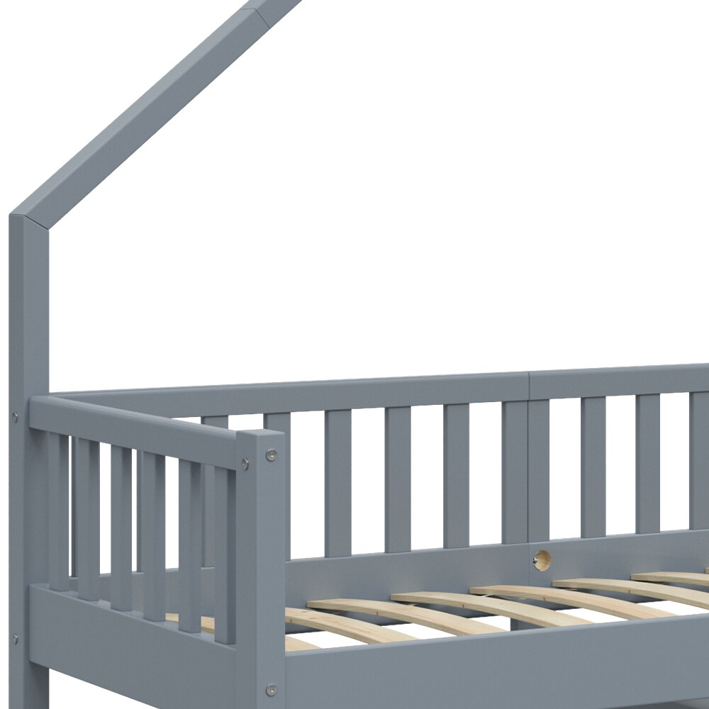 VitaliSpa Hausbett Kinderbett Spielbett Noemi 80x160cm Anthrazit Rausfallschutz