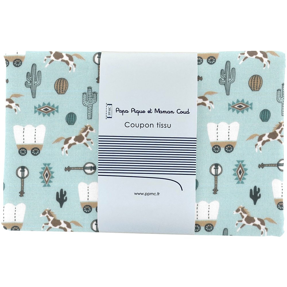 Coupon Tissu 1 M Bleu Western