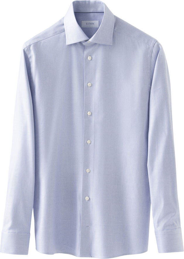ETON Contemporary Fit Dark Blue Mélange Solid Cotton Tencel Lyocell Shirt Blå
