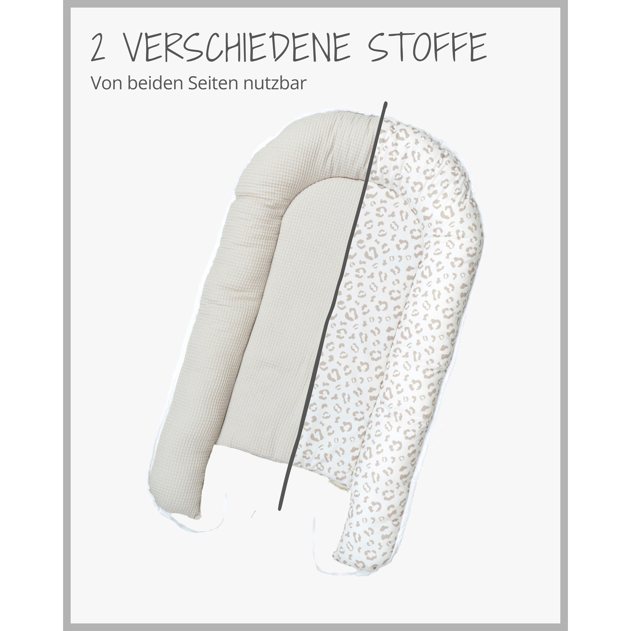 Ullenboom Kuschelnest Waffelpiqué 55x95 cm beige / weiß / Leo