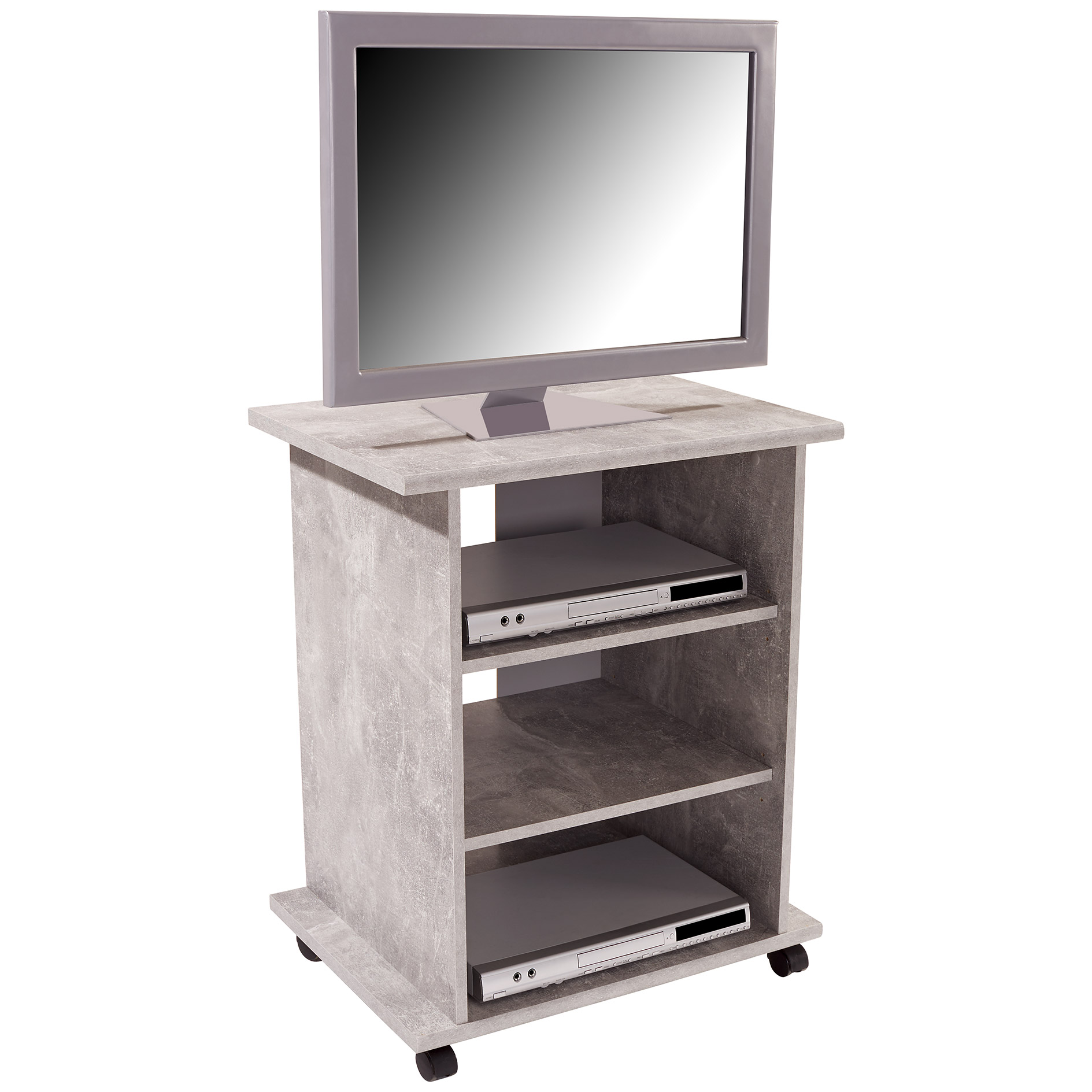 TV-Rack - Beton-Optik - auf Rollen