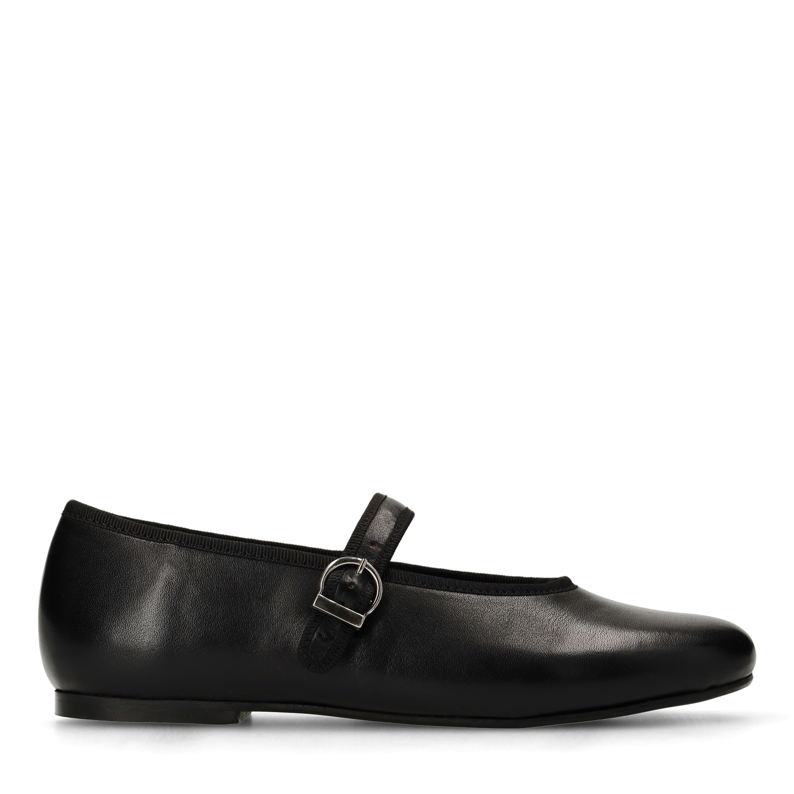Zwarte leren ballerina's met gesp