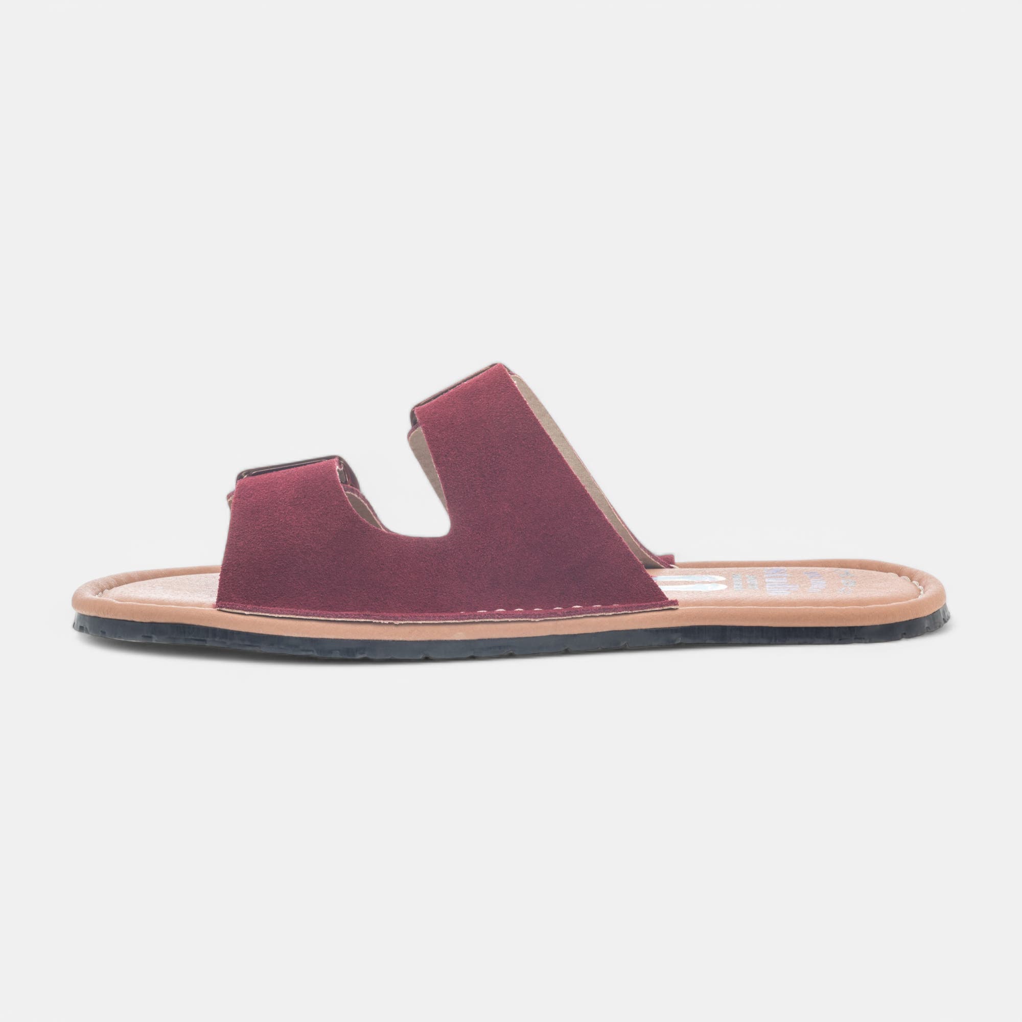 Mules Femme en cuir bordeaux