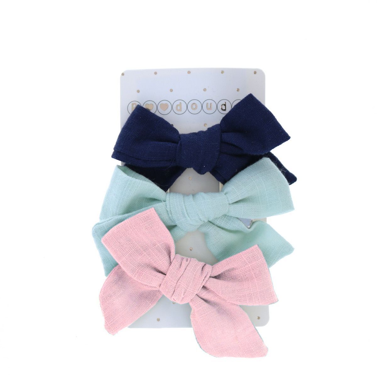 Lot de 3 barrettes à nœud bleu et rose Roodoudou