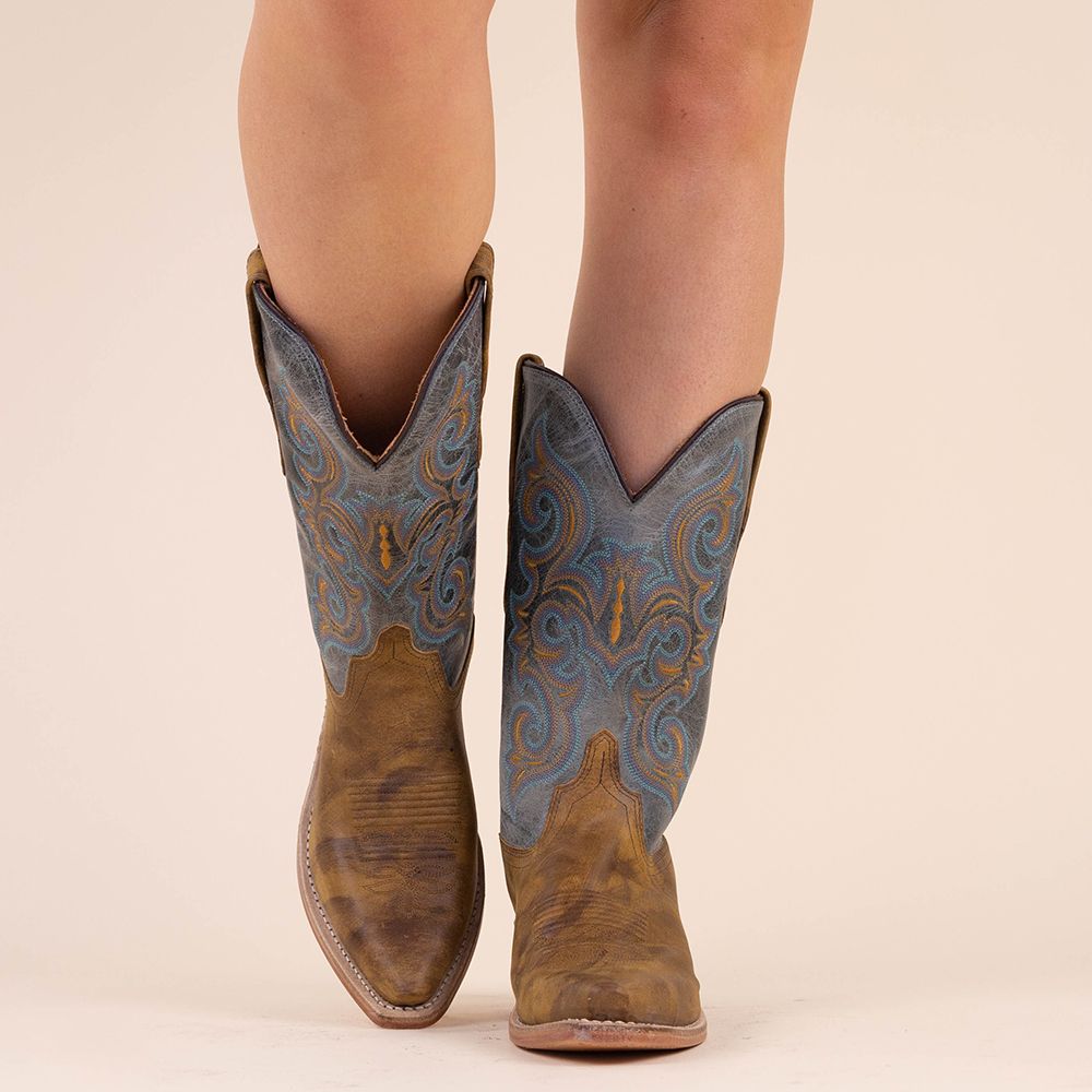 Old West LF1601E cowboylaarzen bruin - grijs