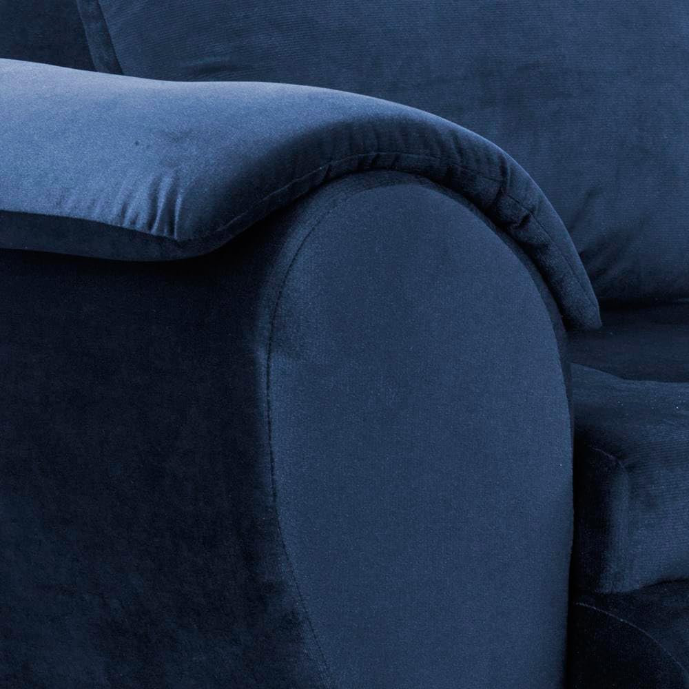 Santana Ecksofa mit Schlaffunktion und Bettkasten - Sofa mit 3 Sitzen und Robustem Überzug - Schlafcouch L-Form Universal - Modern Couch - 265x143x83 cm (Stoff Basic, Marine)
