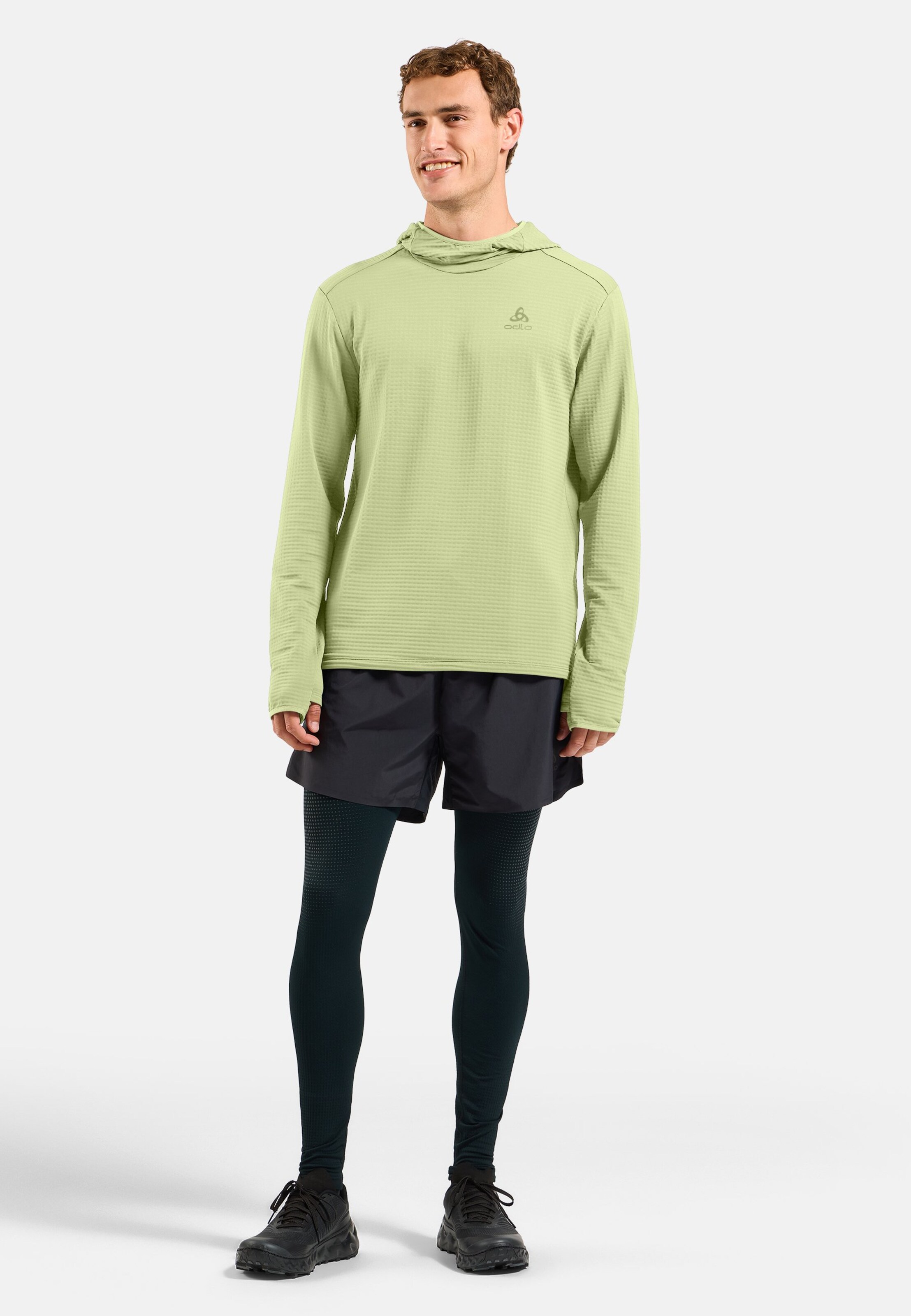 Essentials Thermal Laufhoodie in shadow lime