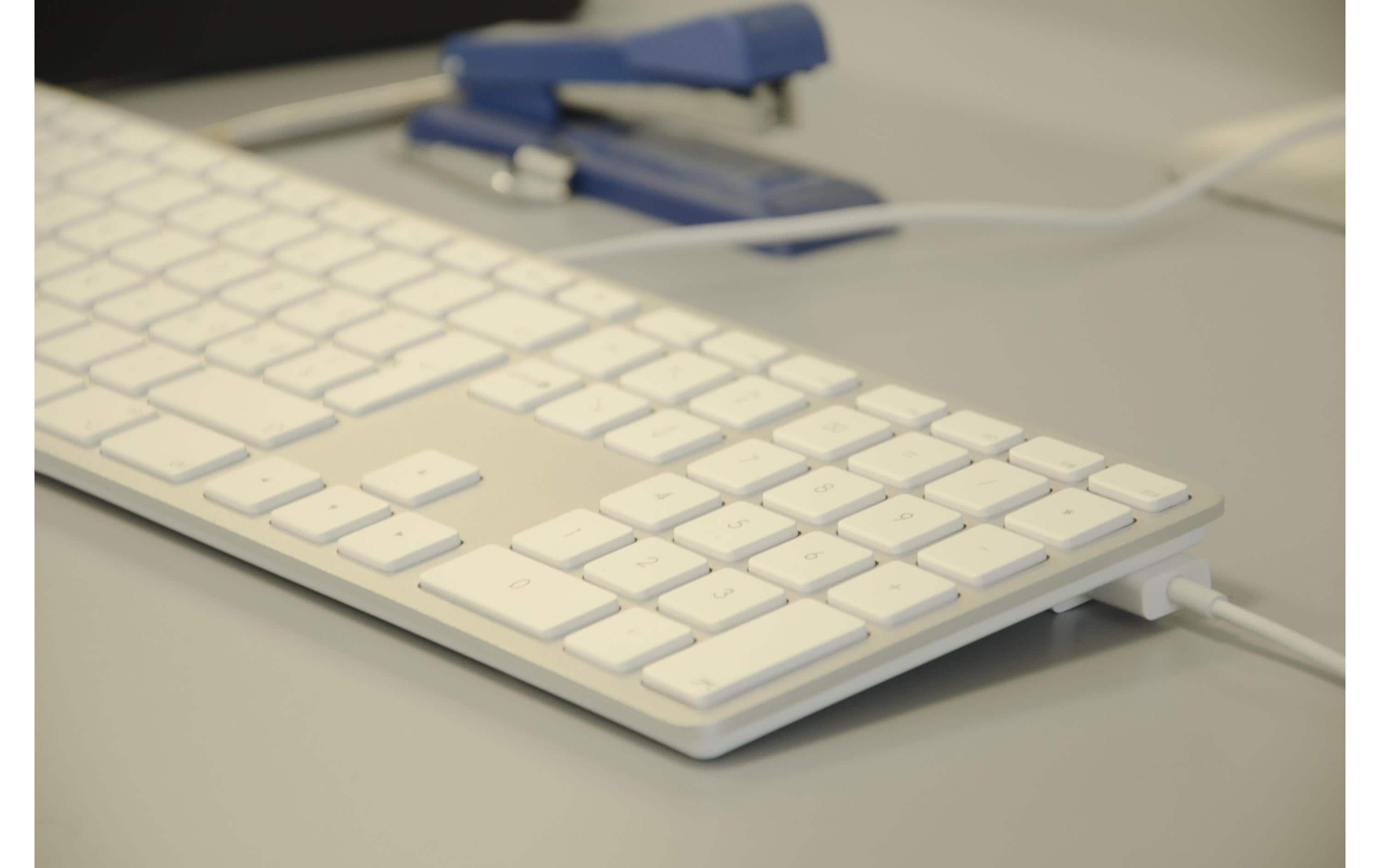 Tastatur KB-1243 Silber, Mac CH-Layout mit ZiffernblockElegante Mac-Tastatur mit Aluminiumcover