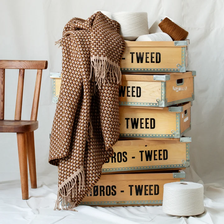Røros Tweed - Isak Wolldecke, 150 x 210 cm, grün / beige