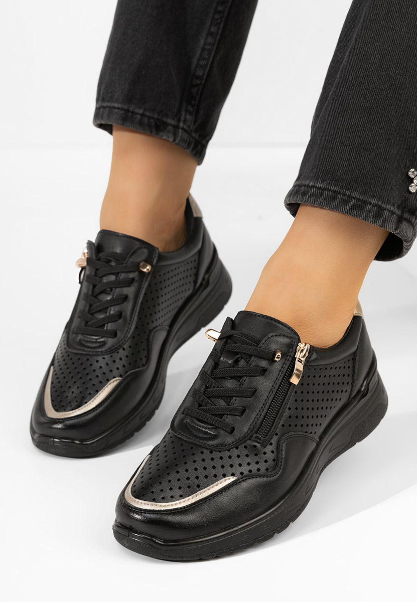 Baskets pour femme noirs Vernisa