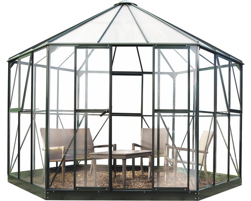 Kas Hallen Atrium, veiligheidsglas 3 mm, 375 x 375 cm, groen