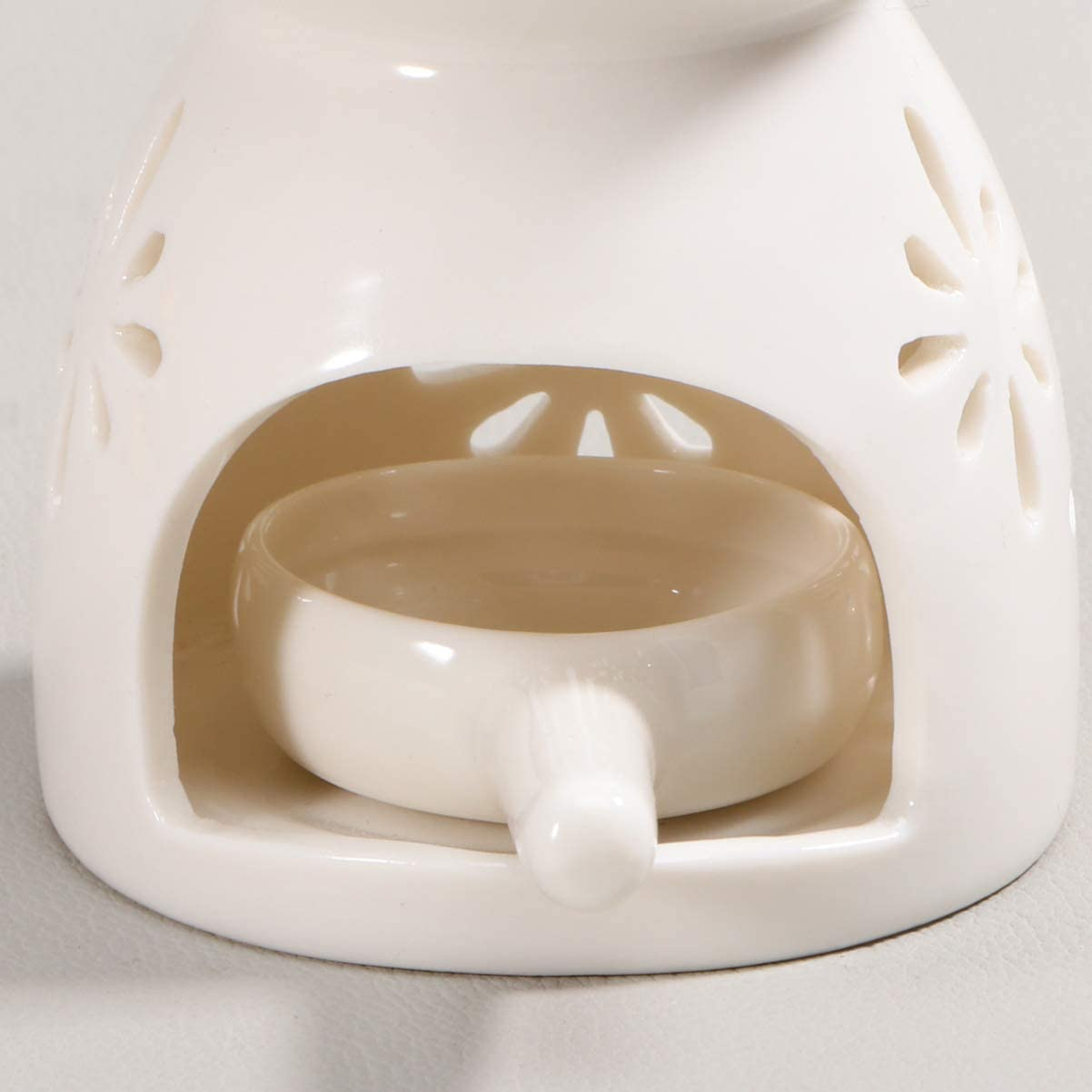 Keramik Aroma Duftlampe Teelicht Halterung mit Sternen Muster - Weiss