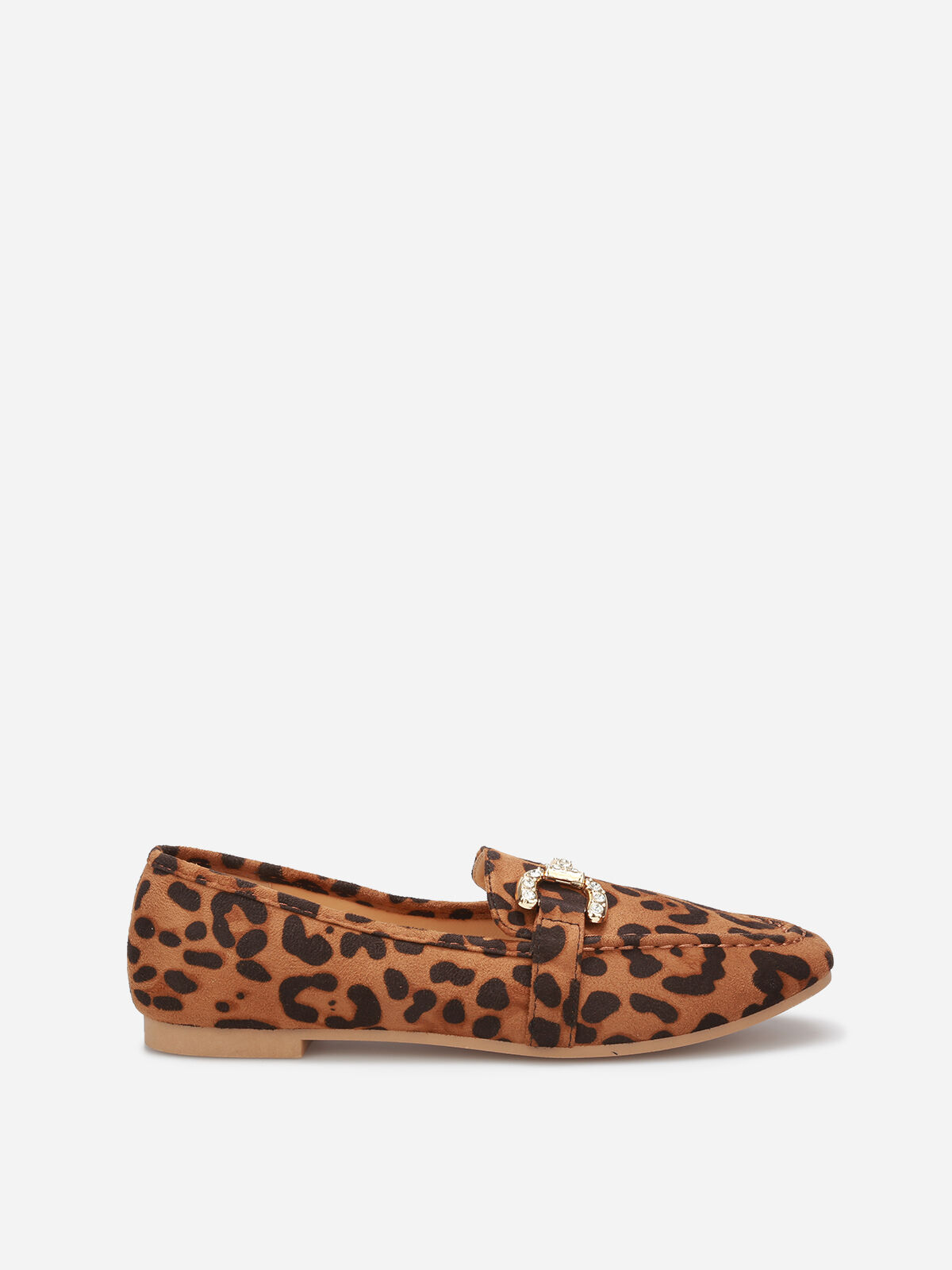 Mocassins à strass et motif- Marron