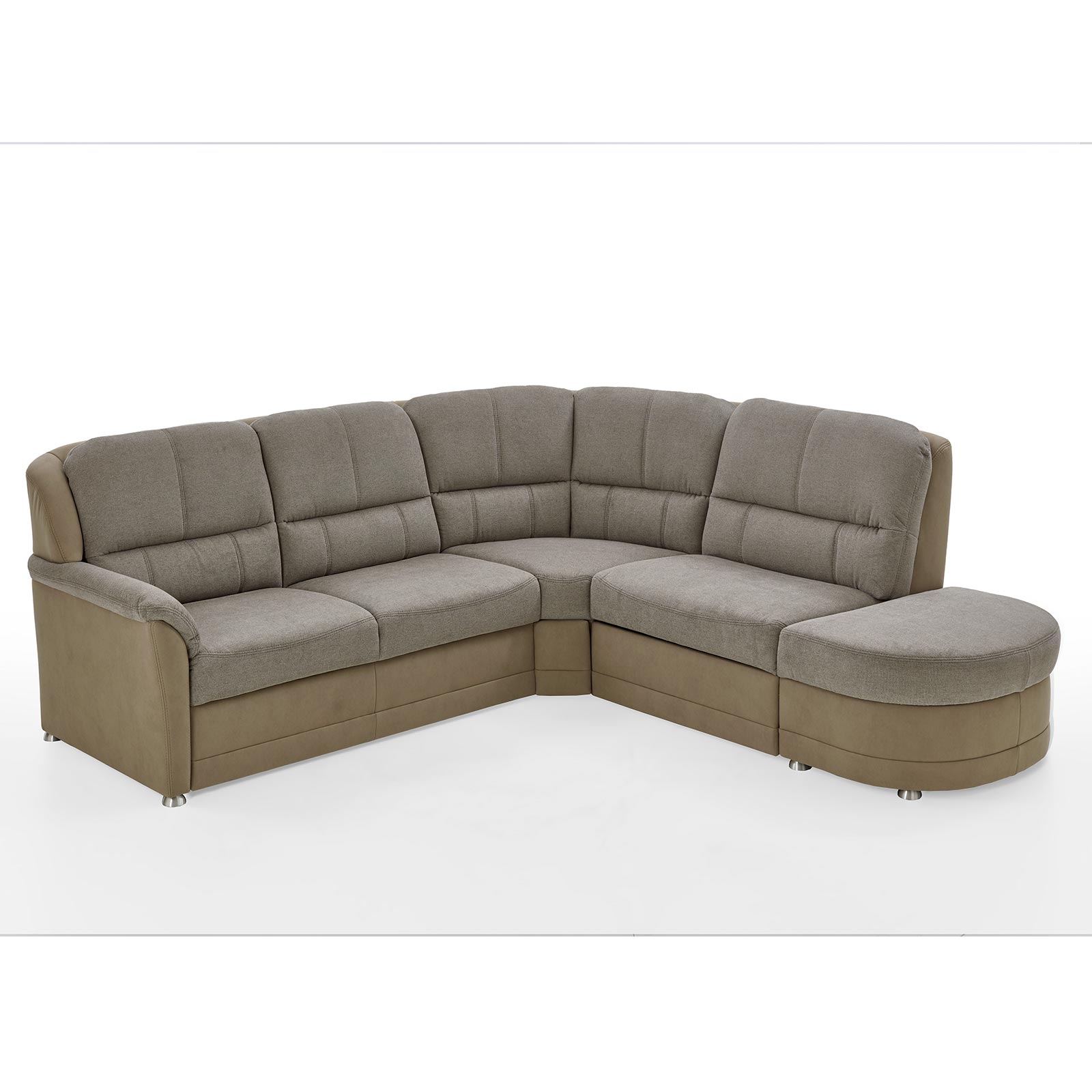 polsterpower Ecksofa - mandel-stone - Basismodell - Anstellhocker rechts