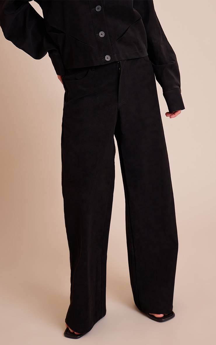 Noir Pantalon Large En Synthétiquecuir Délavé Ensemble Coordonné