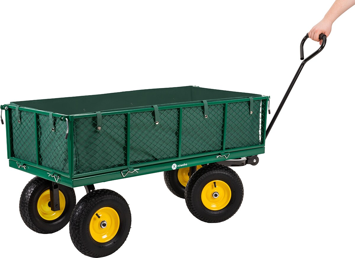 Miweba Bollerwagen MB-700, Transportwagen mit 700 kg Traglast, klappbar, Doppelachse, Stahlrahmen (Grün)