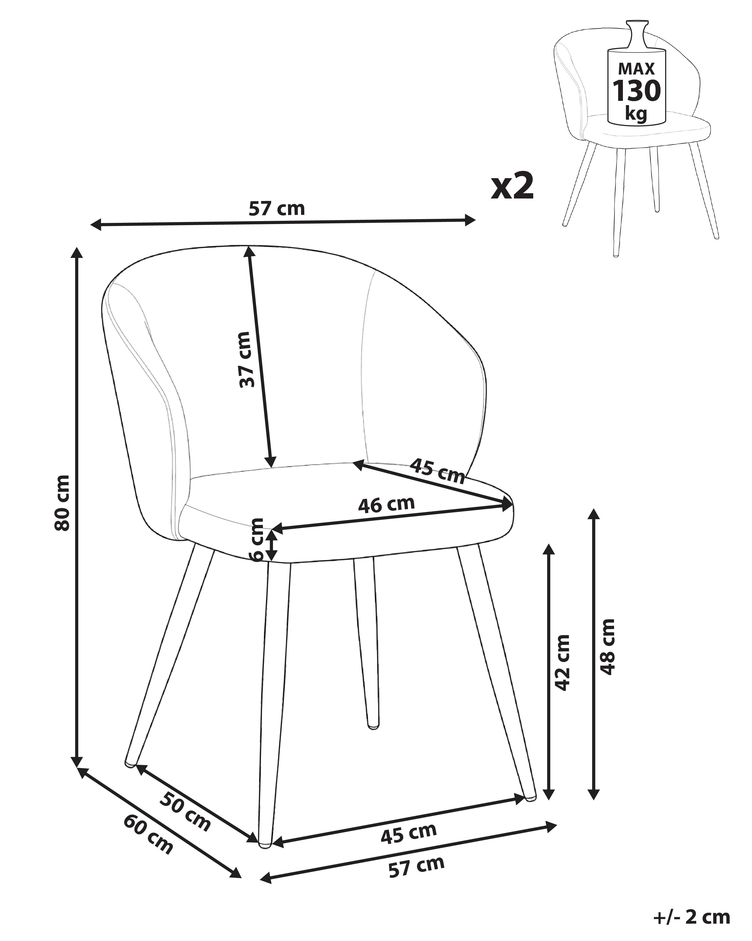 Set van 2 eetkamerstoelen MOUNDVILLE Stof Gebroken wit
