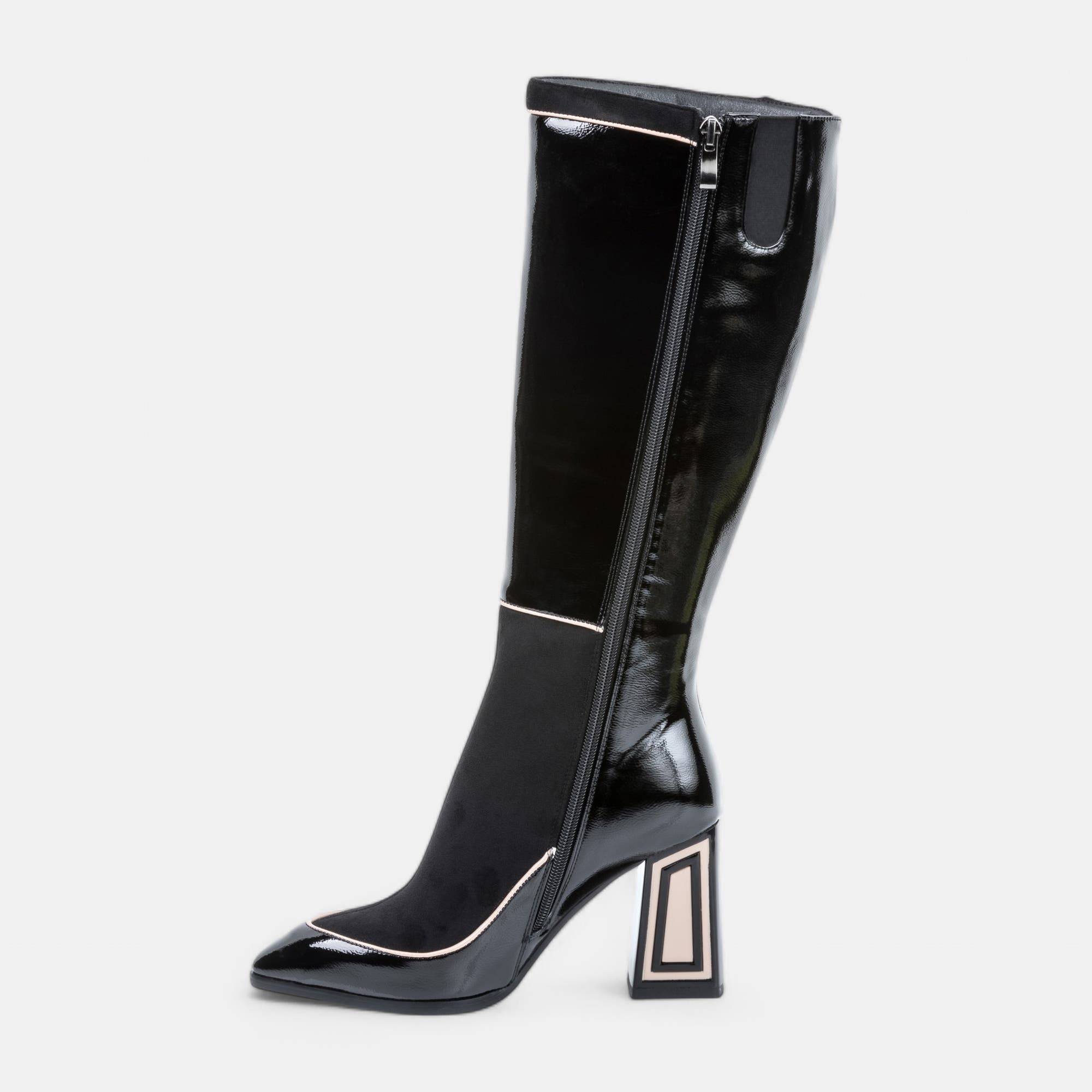 Bottes à talon Femme noir vernis
