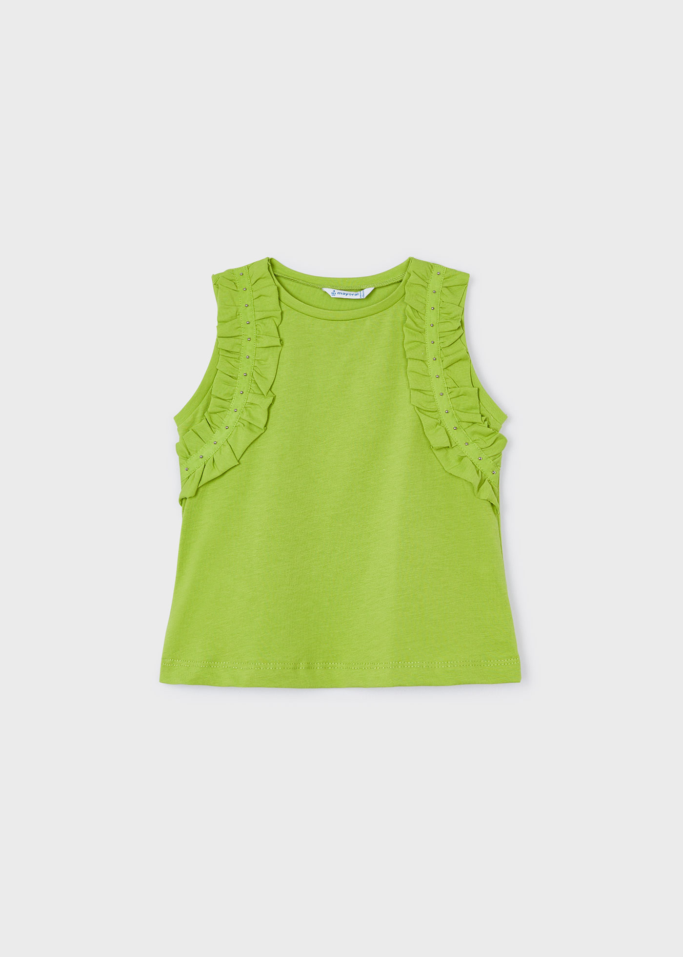 Camiseta feminina Better Cotton com tachas na cor índigo.