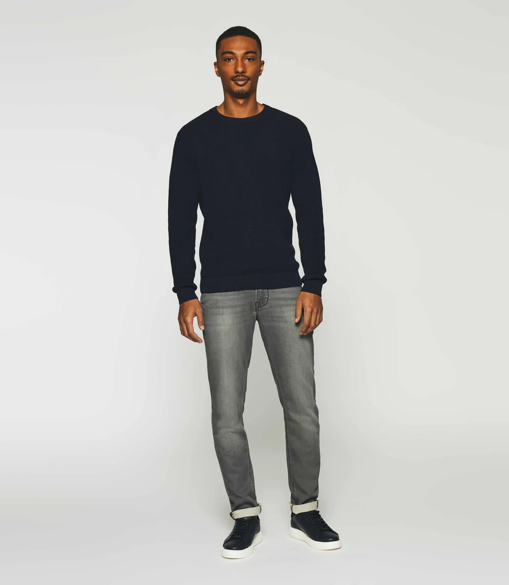 Pull col rond en coton marine DJANGO