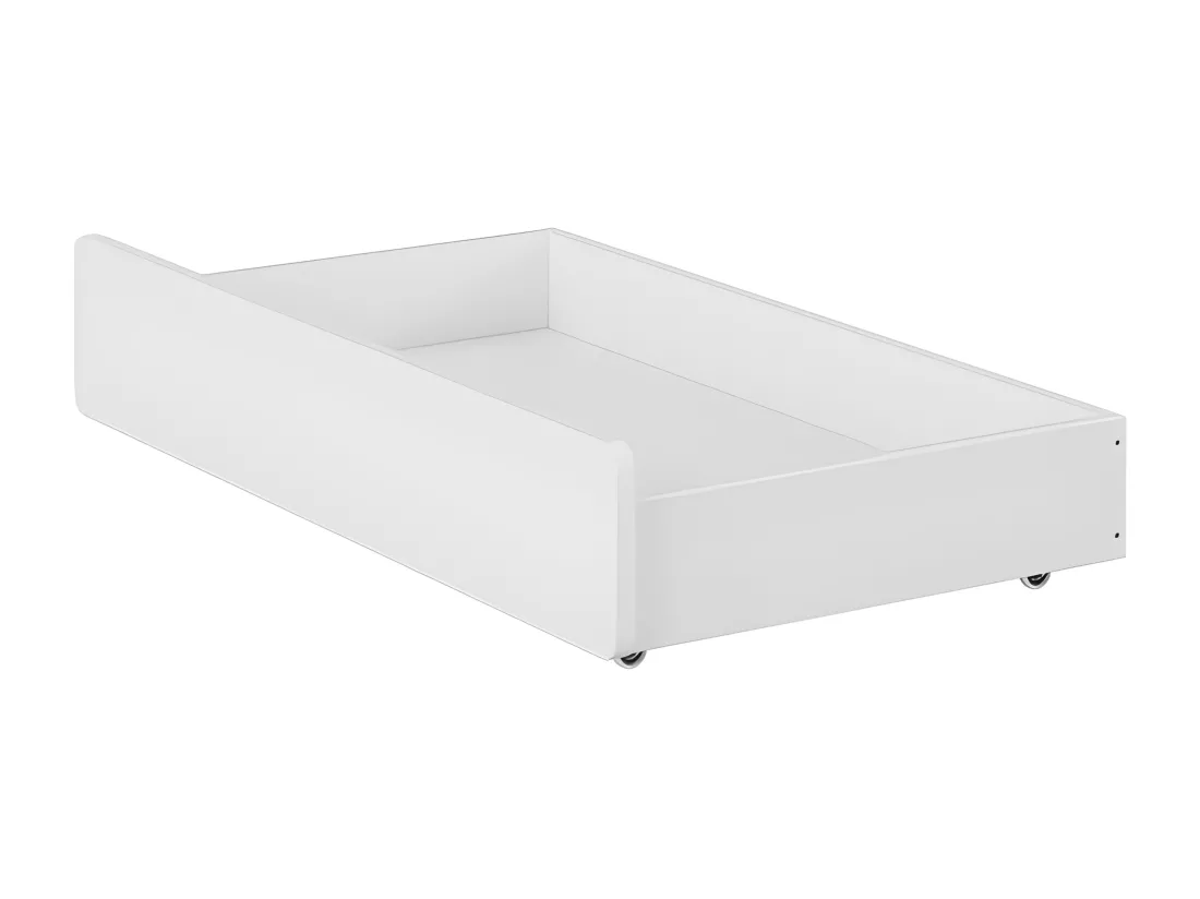 Lit enfant 90x190cm avec 2 tiroirs - lit simple en bois massif avec sommier à lattes - Blanc