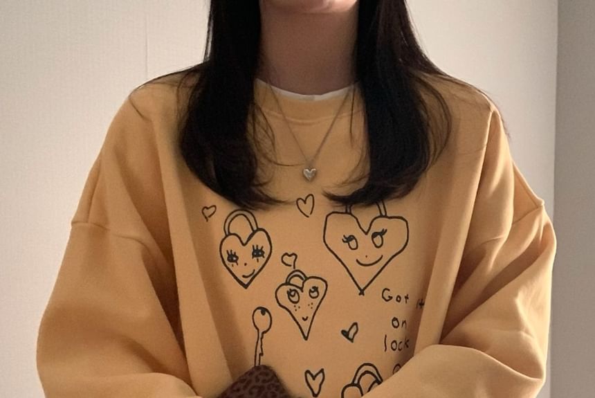 SeoulPop - Losvallende sweatshirt met hartprint
