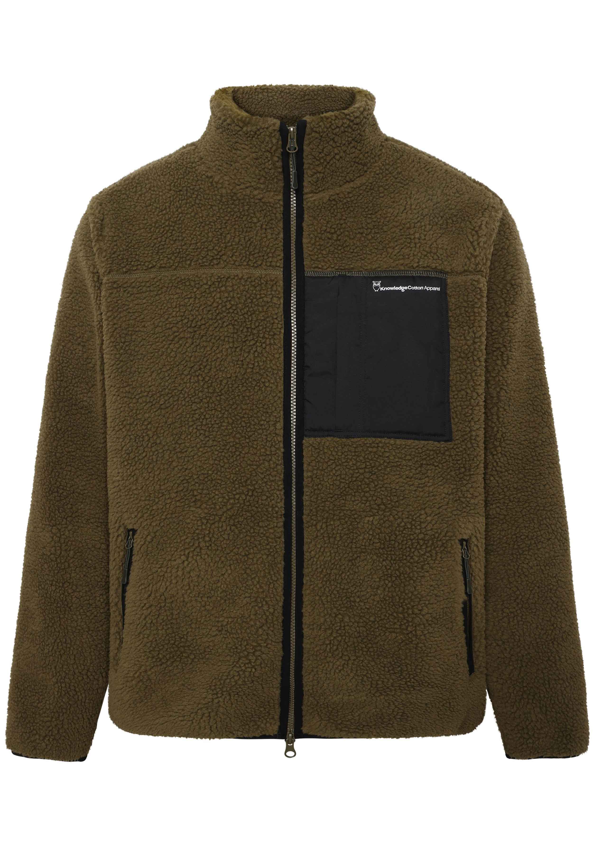 Knowledge Cotton Apparel Fleecejacke Teddy Zip Sweat Dark Olive