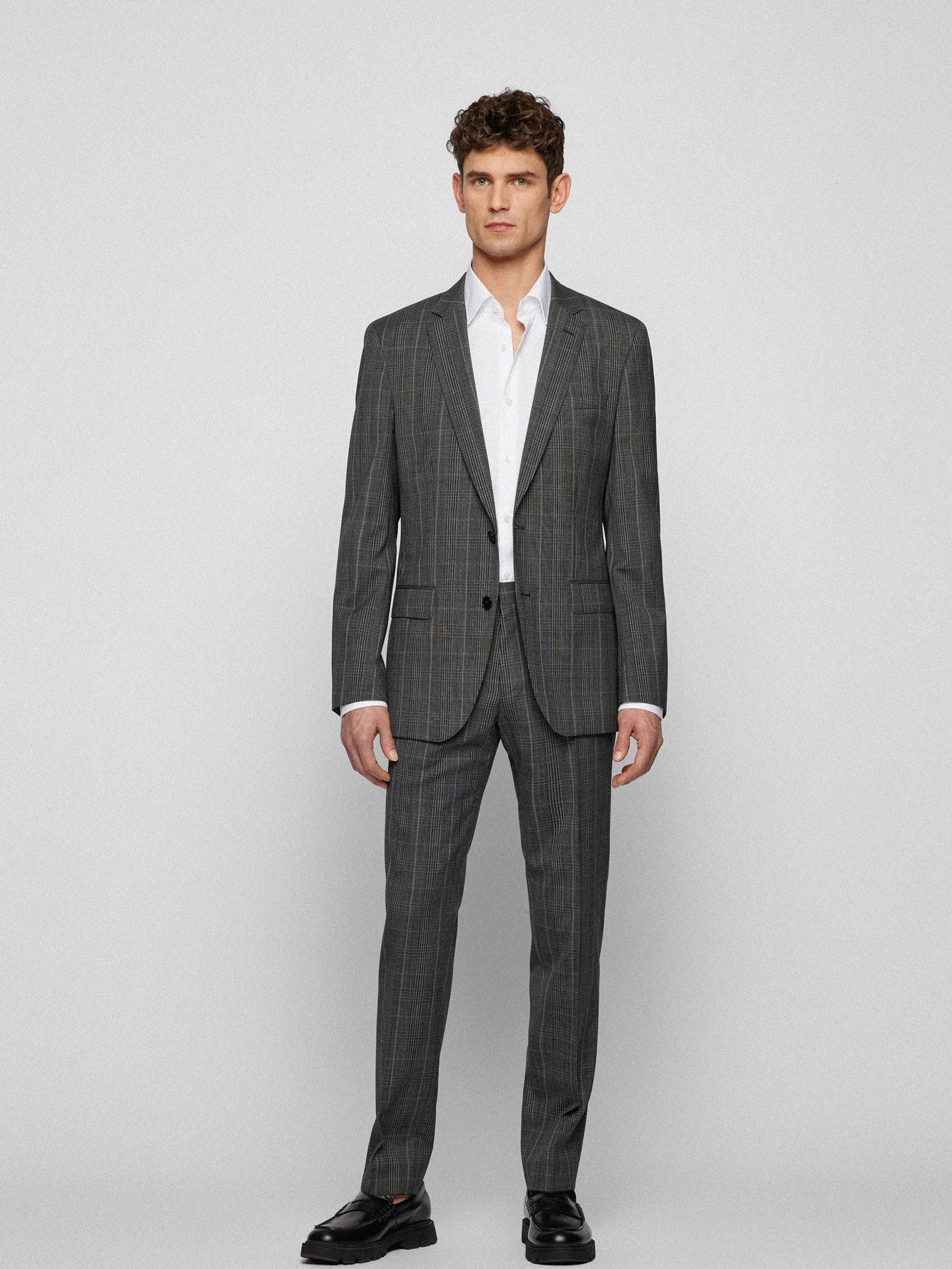 Wit - BOSS Slim fit stretchy poplin Hank overhemd