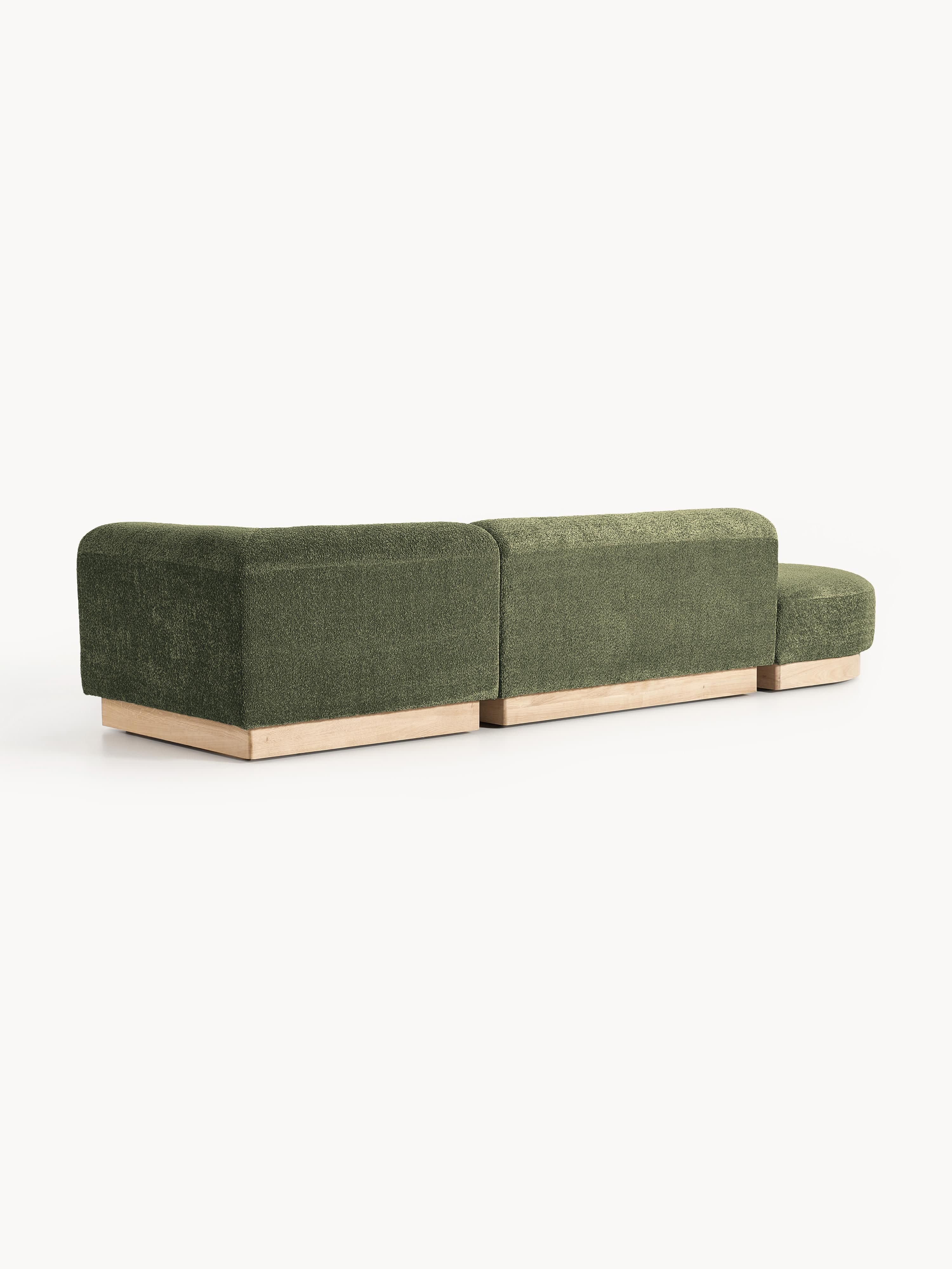 Modulaire chaise longue Natalie van teddy-bouclé met poef (links/rechts)