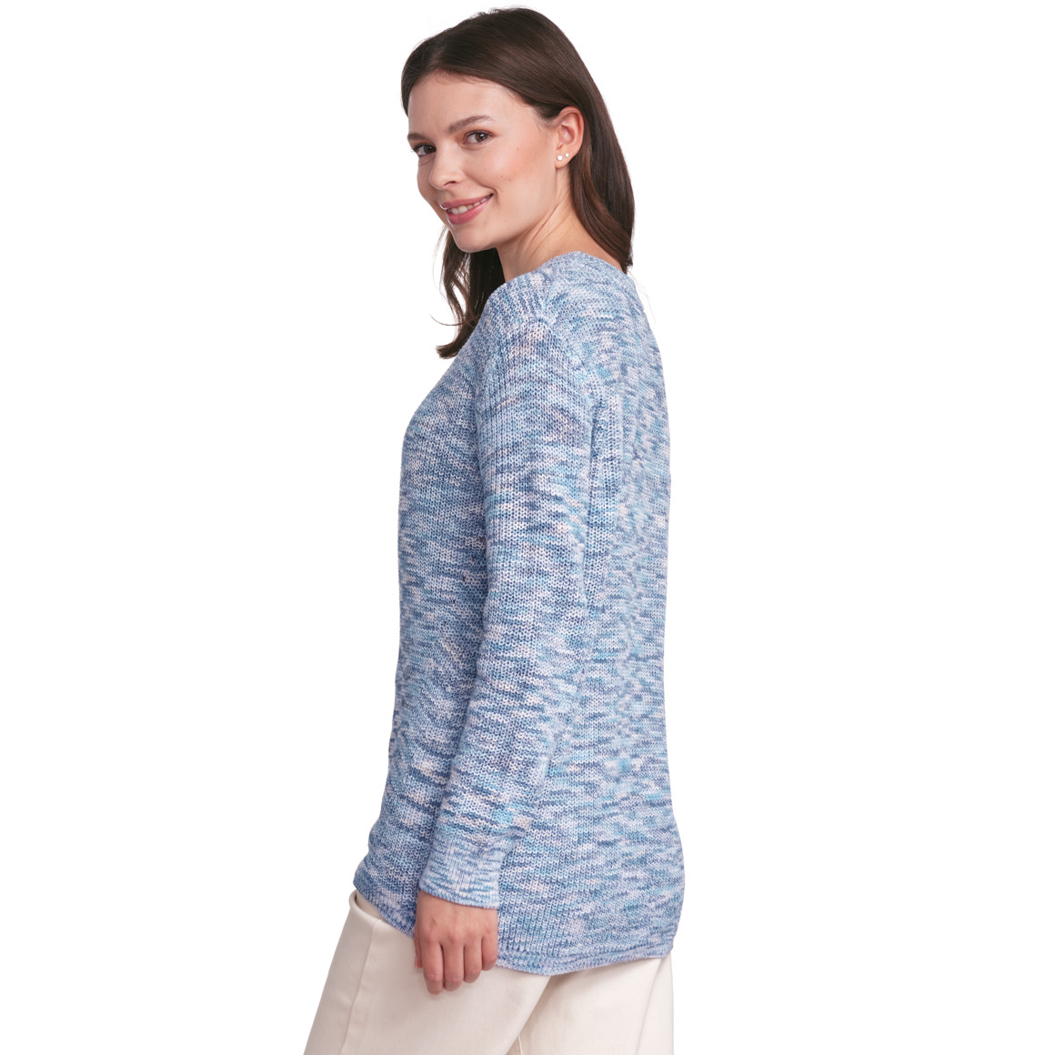 Gina Damen Strickpullover im Multicolor-Dessin blau