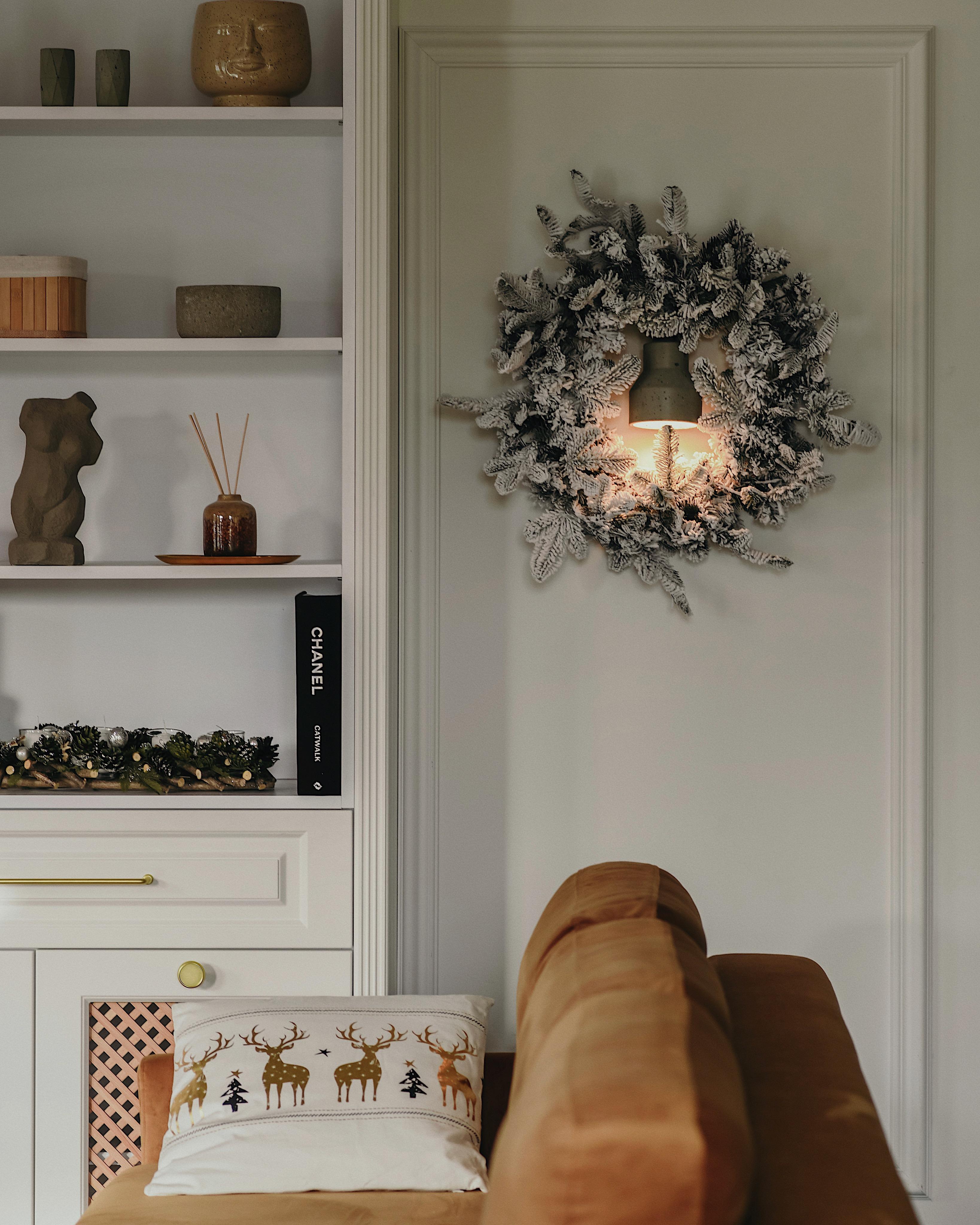 Besneeuwde kerstkrans LED SUNDO Wit 70 cm