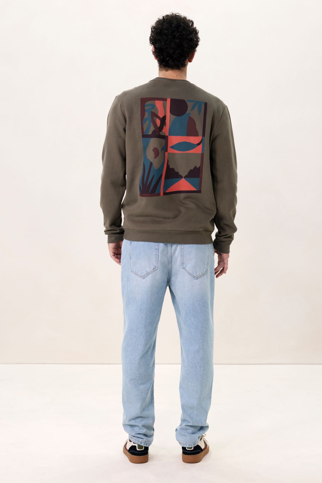 Donkergroene sweater met print