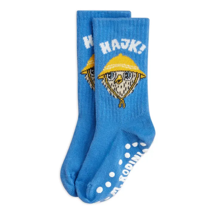 Mini Rodini Chaussettes Antidérapantes Najk Coton Bio | Bleu