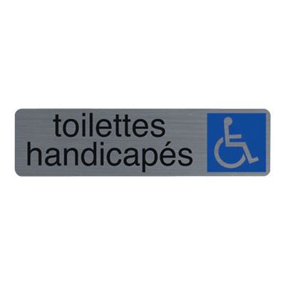 Exacompta - Plaque de signalisation Toilettes handicapés - 165 x 44 mm - aluminium brossé