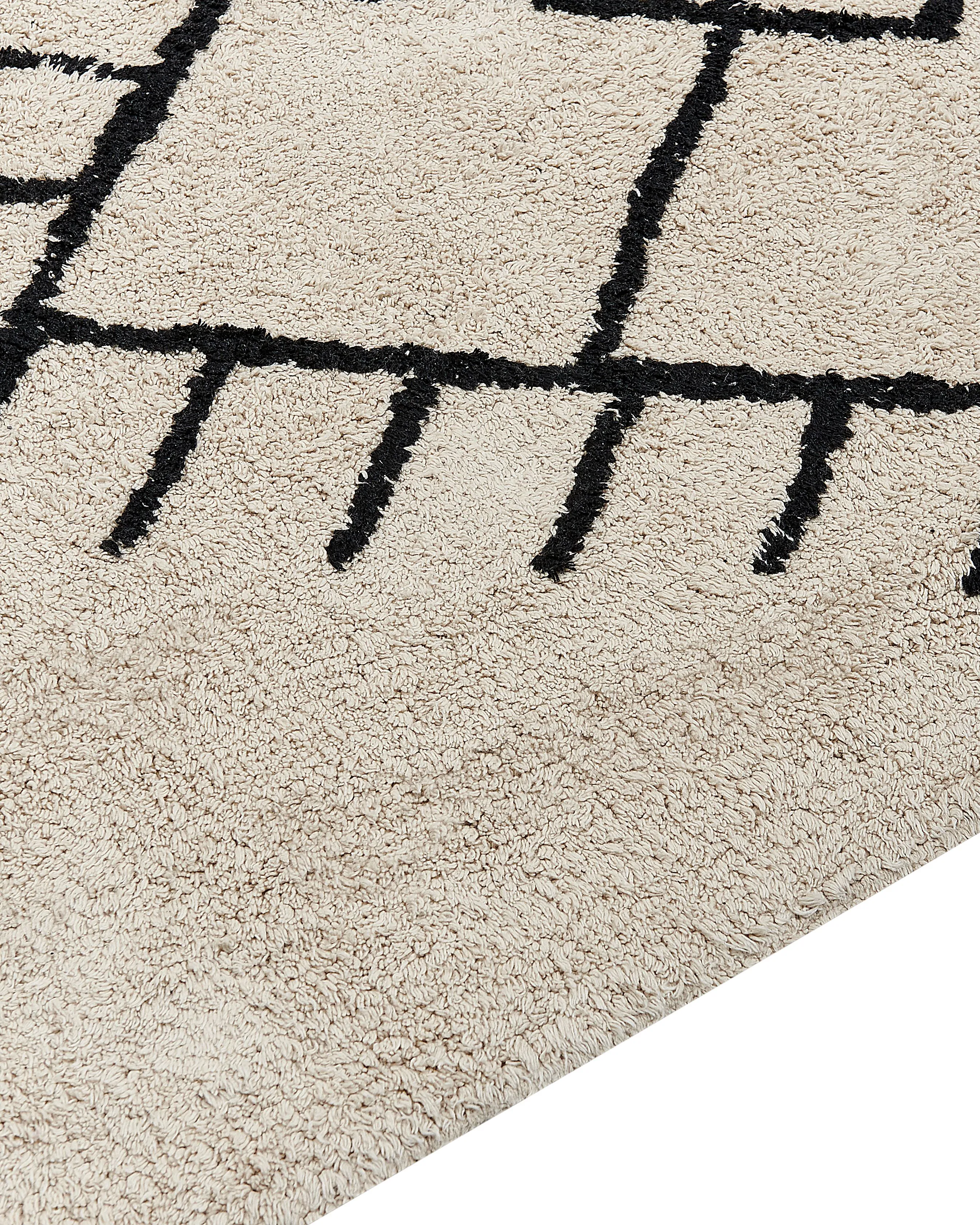 Vloerkleed ERLER Lichtbeige 160 x 230 cm Katoen