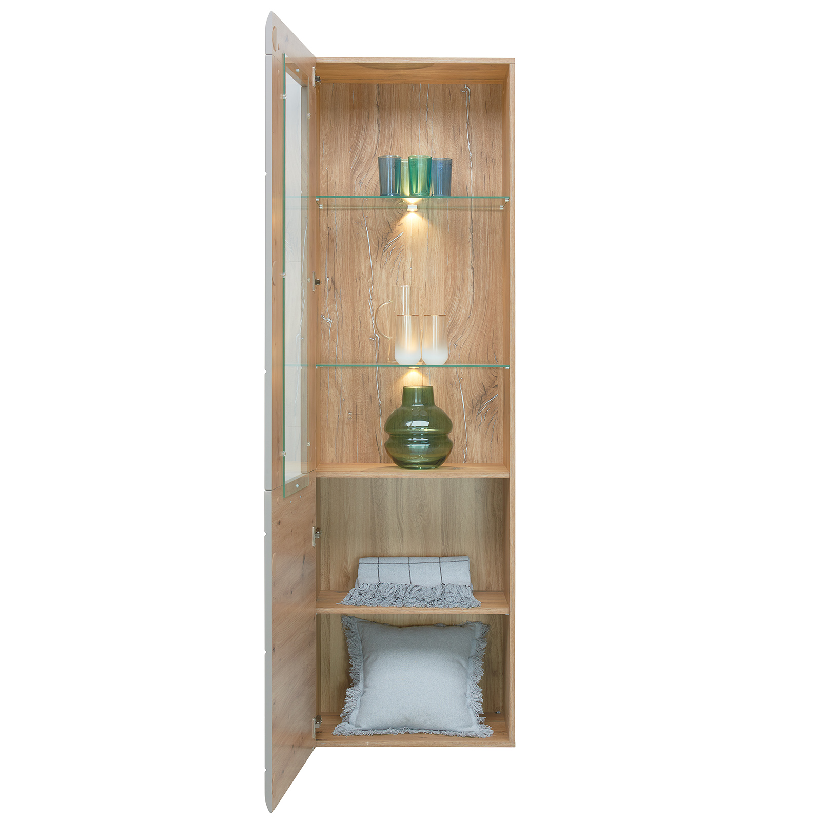 Luca Bessoni Standvitrine AURIS - Basalt-Flagstaff Eiche - 60 cm