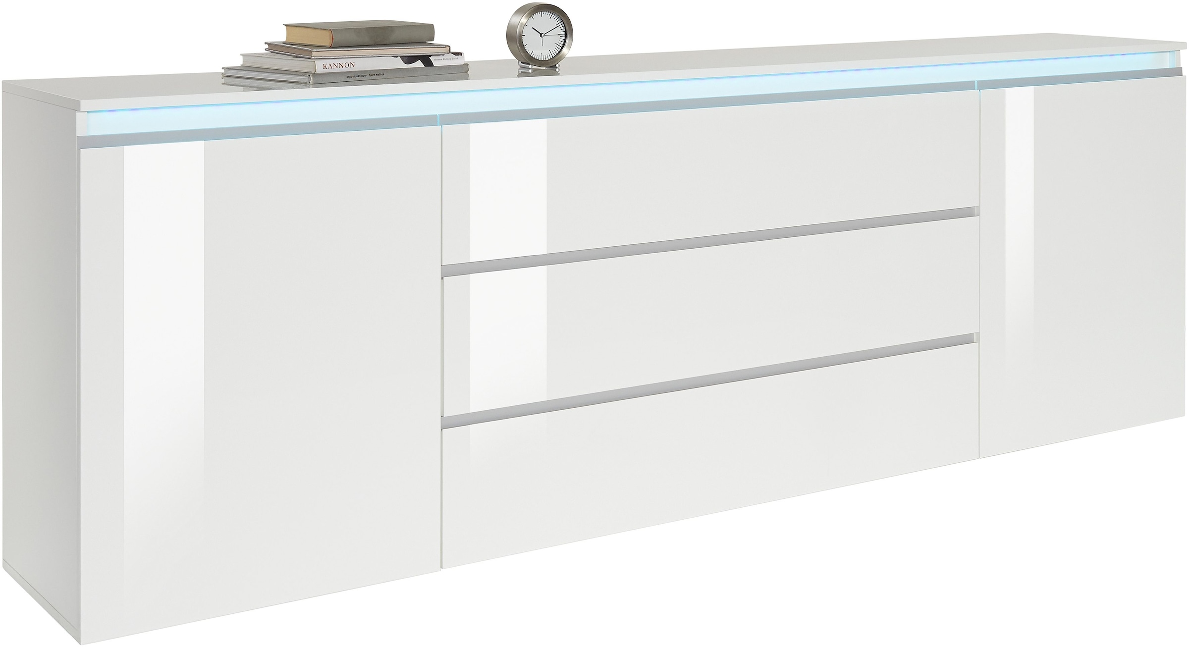 INOSIGN Sideboard »Magic, Kommode, Schrank, Kredenz« mit 2 Türen und 3 Schubkästen Hochglanz lackiert (B/T/H) 240x40x80 cm