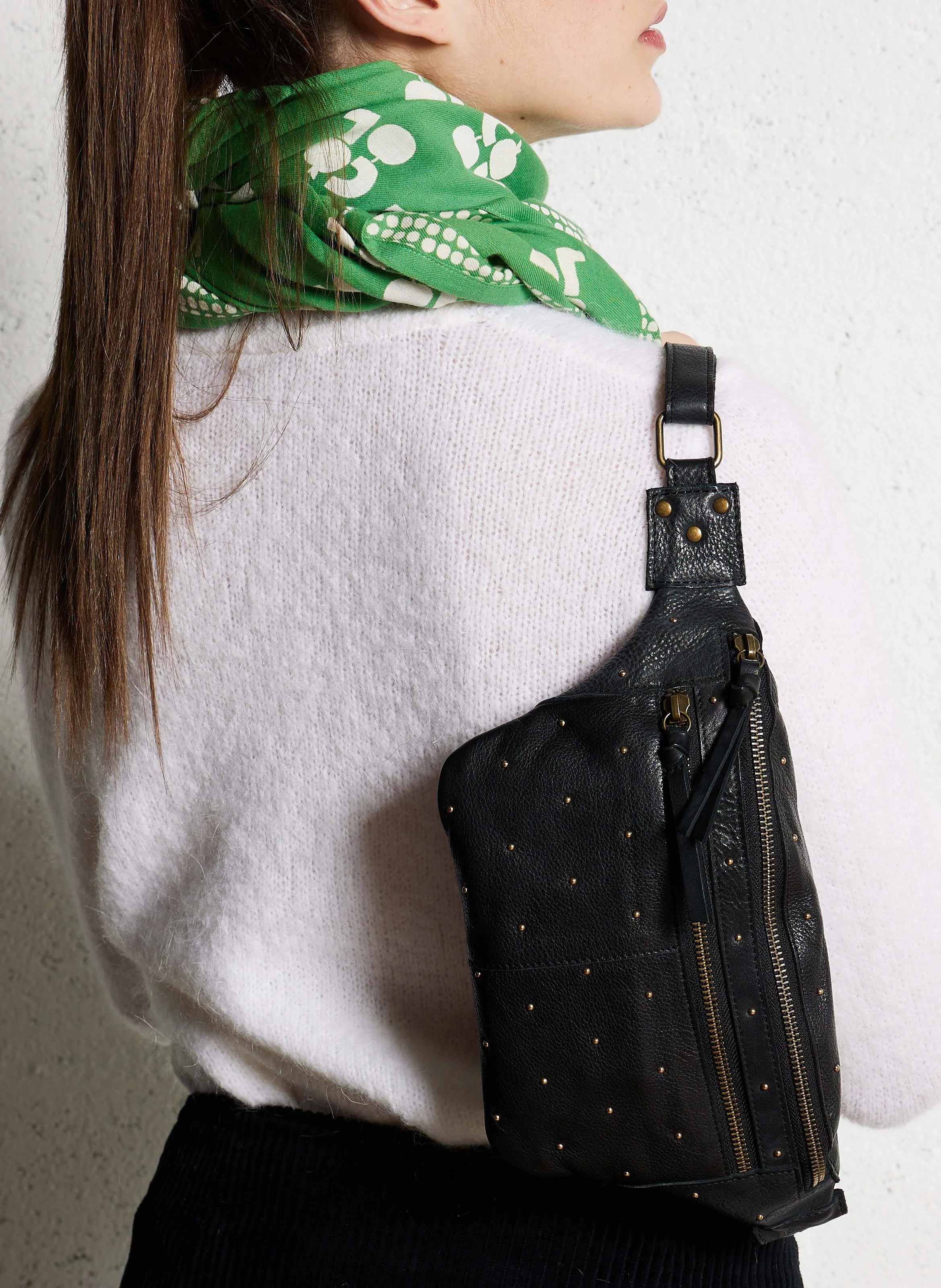 NAJA - Sac banane en cuir | Noir
