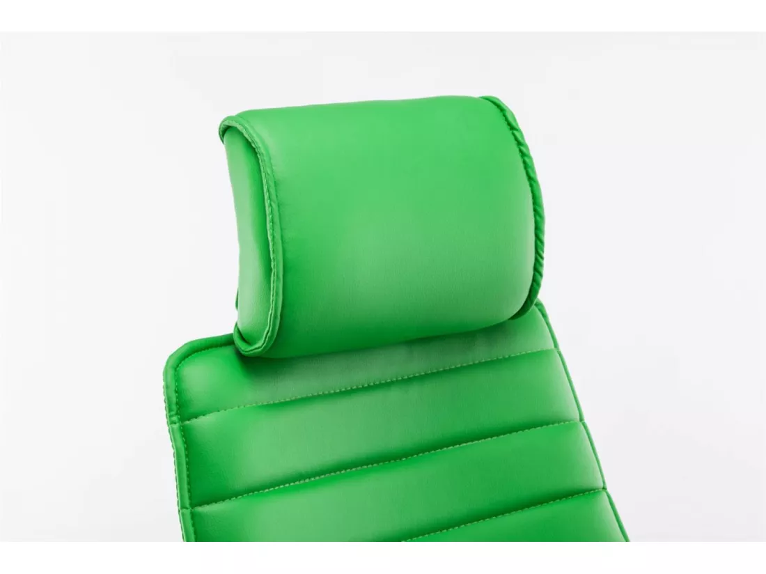 Chaise de bureau - Similicuir & Métal chromé - Vert - Rako