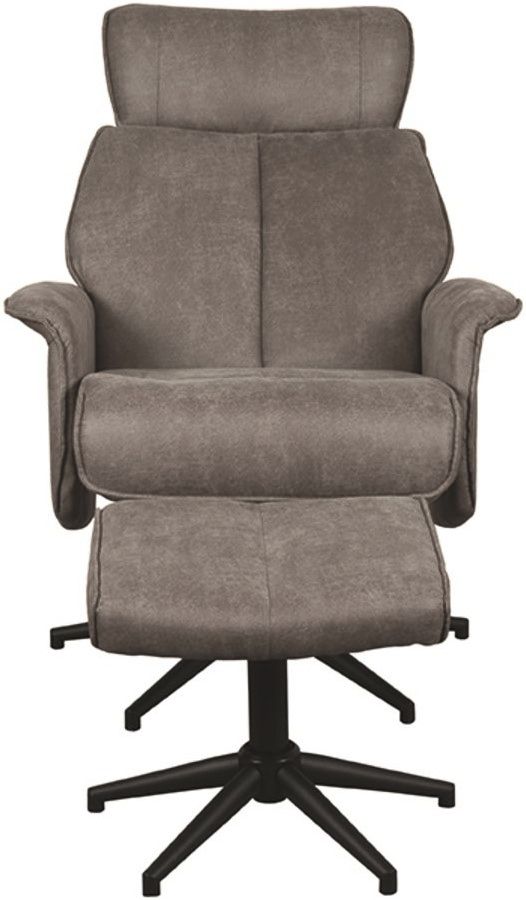 Relaxfauteuil met hocker Taupe Micro Suede CH-73.020 Verdal B77 x D79 x H109 cm