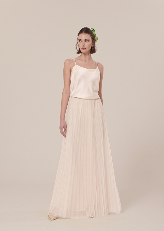 Jupe Julietteécrue en tulle plissée