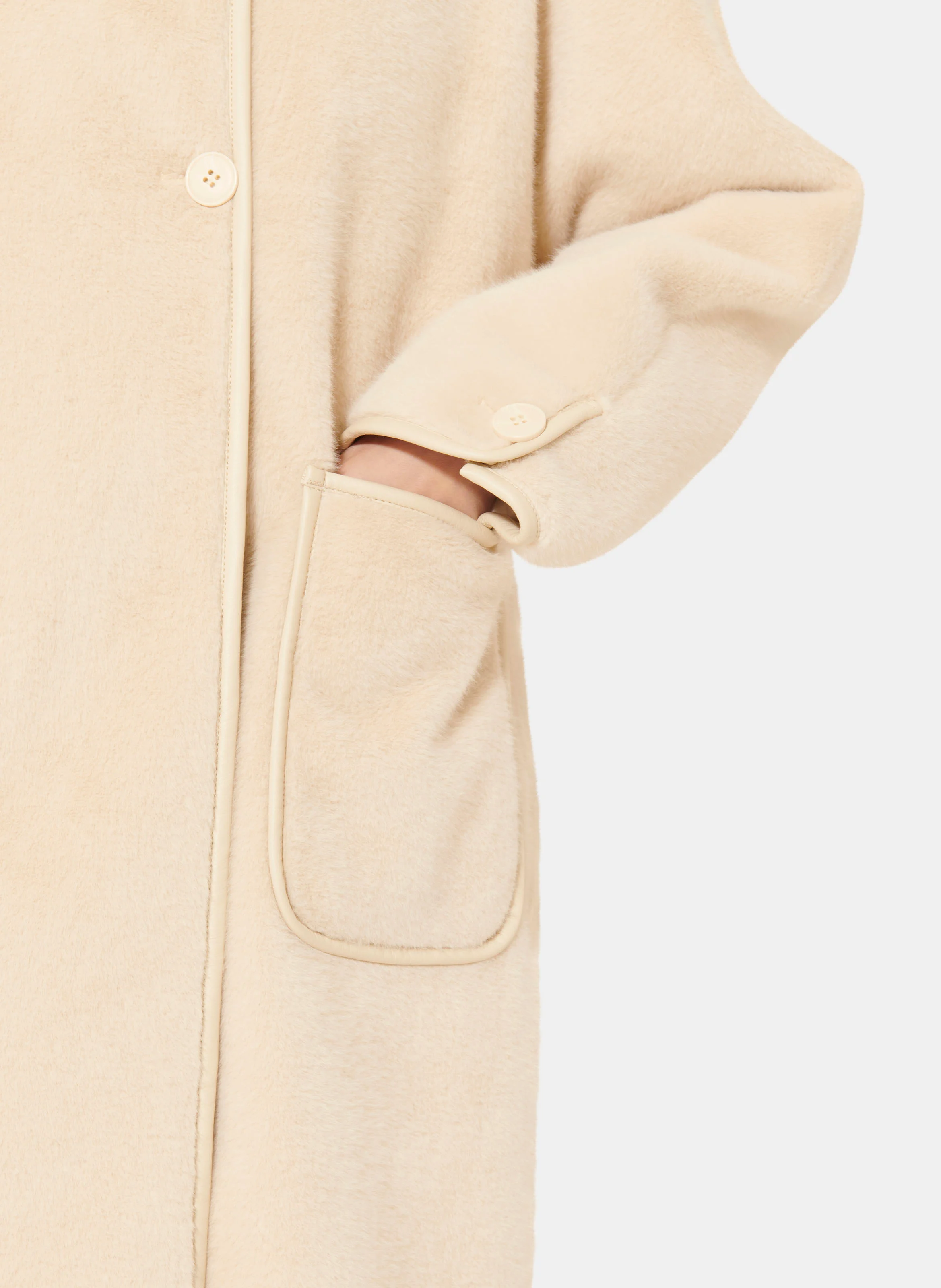 MARTA - Manteau long effet fourrure | Beige