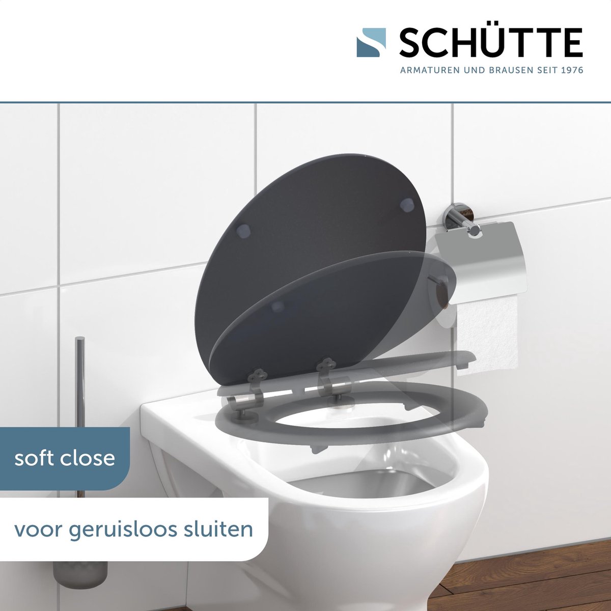 Schutte Mabel softclose toiletzitting grijze houtprint