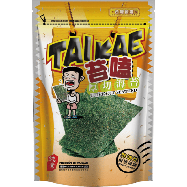 Tai Kae Knapperige Zeewier Snack met Peper Zout Smaak (Dik Gesneden) 45g