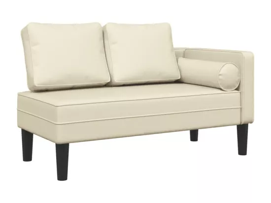 Prolenta Premium - Chaise longue avec coussins crème similicuir