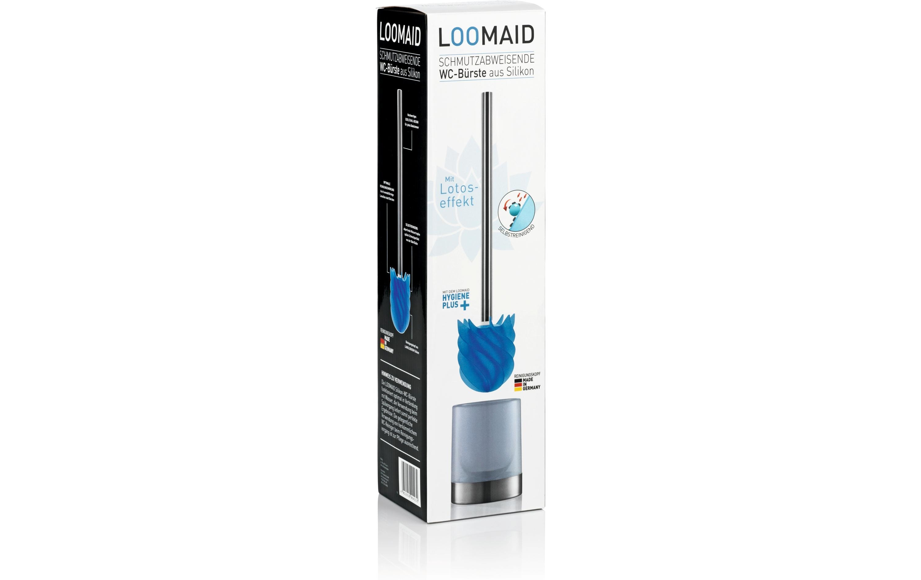 Toilettenbürste LOOMAID aus Silikon, Blau, schmutzabweisendSilikon WC-Bürste