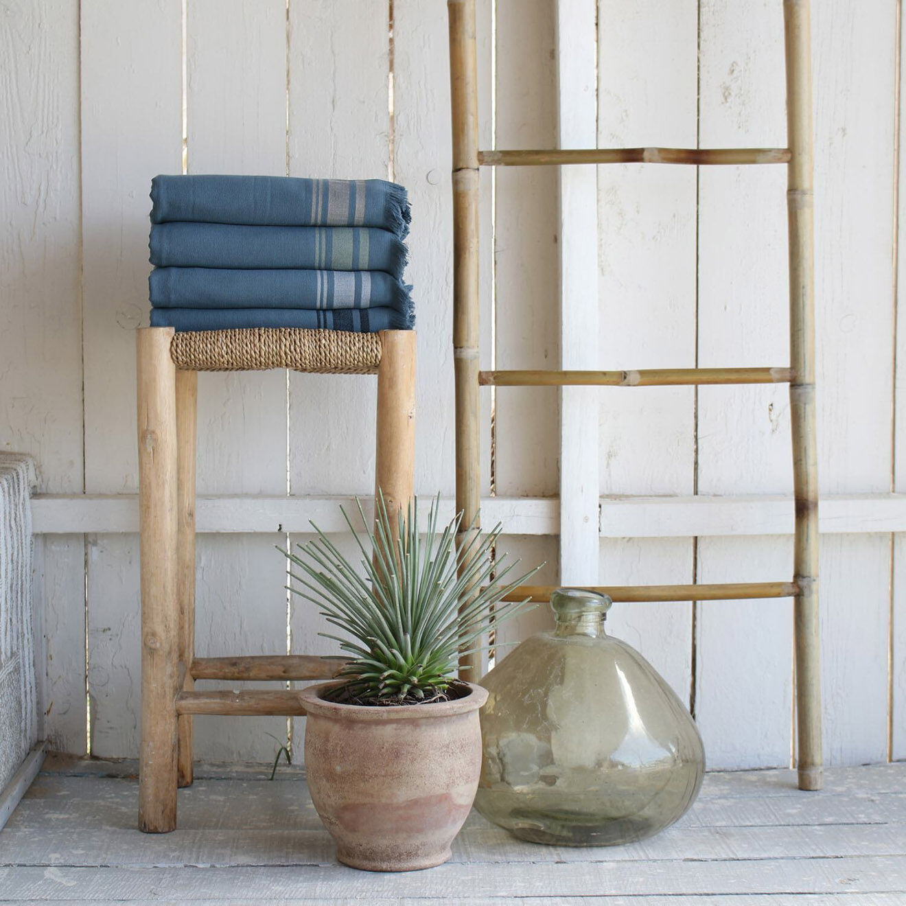 Febronie Fouta éponge Faro bleue - 100x180 cm