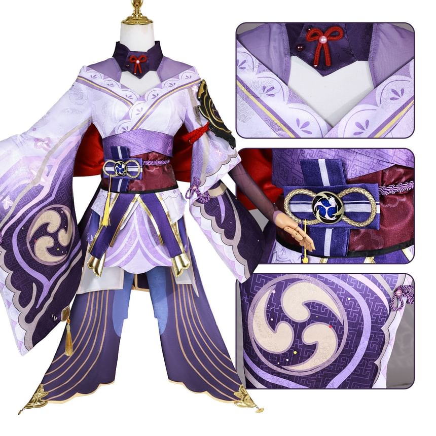 Custaplayu - Genshin Impact Raiden Shogun Cosplay Kostuumset / Pruik / Schoenen