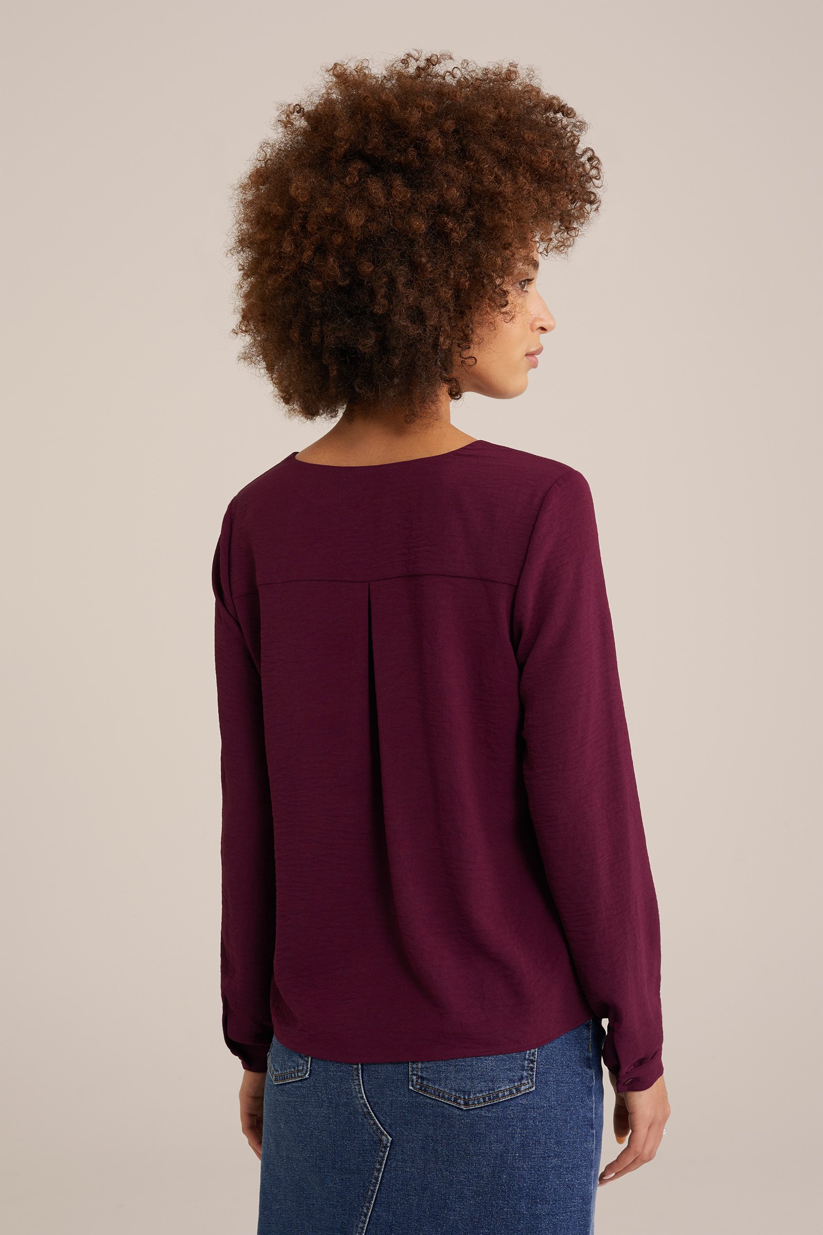 blouse met kant WE Fashion Donkerpaars