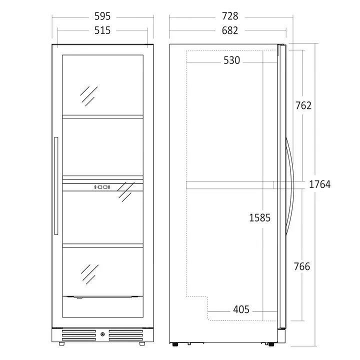 Scandomestic SV 1382 B - Vinkøleskab - 2 Zoner - bredde: 59.5 cm - dybde: 68.2 cm - højde: 176.4 cm - 461 liter - sort - Optil 138 flasker